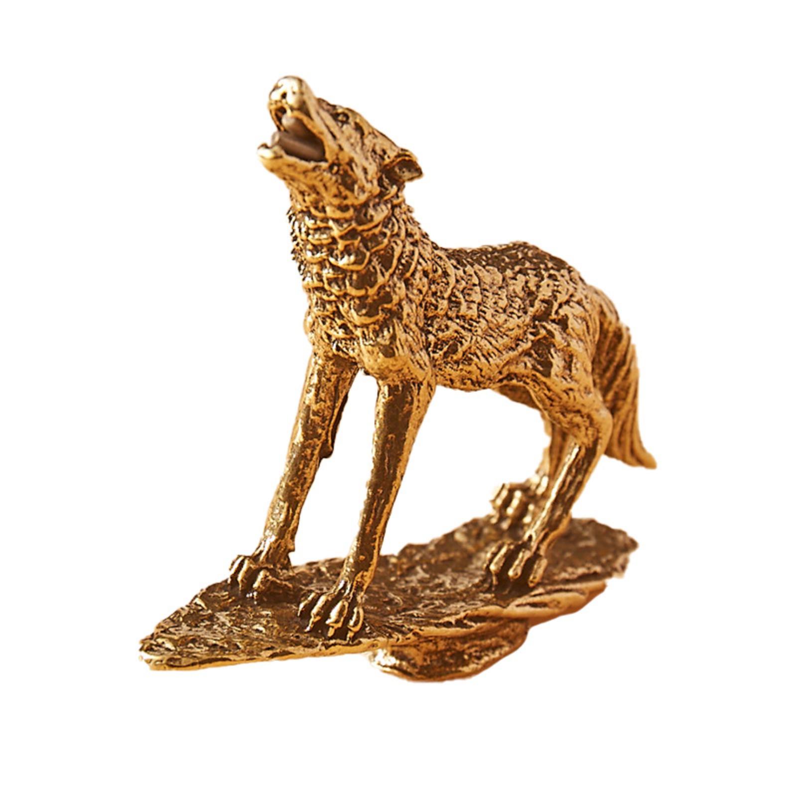 

Настольное украшение «Волк из цельной меди», Латунный волк — чайный питомец, Креативное ремесло «Волчий тотем», Винтажная медная посуда One Size жёлтый