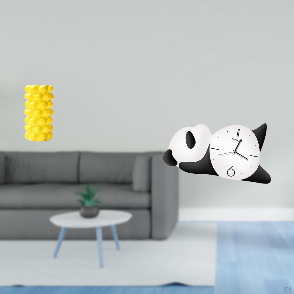 Porcelain Flower Vase And Panda Shape Wall Clock Modern Cute Home Decor for Living Room Tabletop