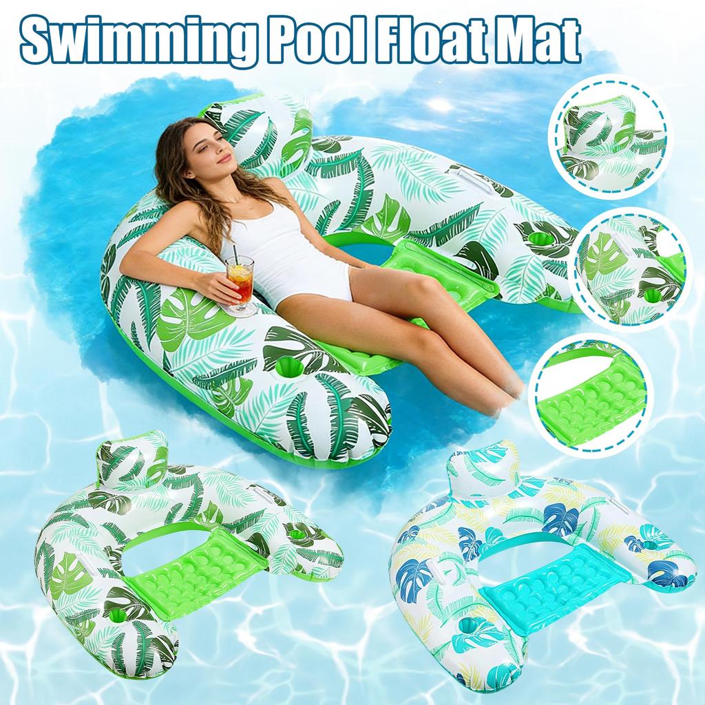 Innovative Inflatable Swimming Pool Floating Chair Popular Photo Seat With Cup Hole Outdoor Swimming Pool Water PVC Inflatable Floating