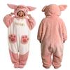 Koralowy Polarowy Noszony Koc dla Dorosłych Kieszonka w Kształcie Prosiaczka Bluza z Kapturem Cosplay Zwierzęcy Dla Dorosłych