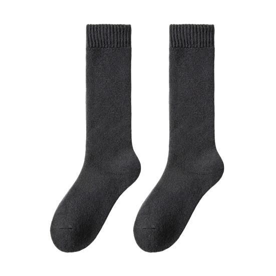 1 Pair Women Winter Socks Thickened Plush Knee Length Long-tube High Elasticity Wrapping Anti-slip Floor Socks Comfort Warmth Sleeping Stockings