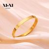 18K Gold-Plated Titanium Steel Bracelet with Etched Pattern - Stylish & Versatile