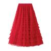 Falda halter de malla para mujer, falda larga plisada de sari de hadas, primavera y otoño