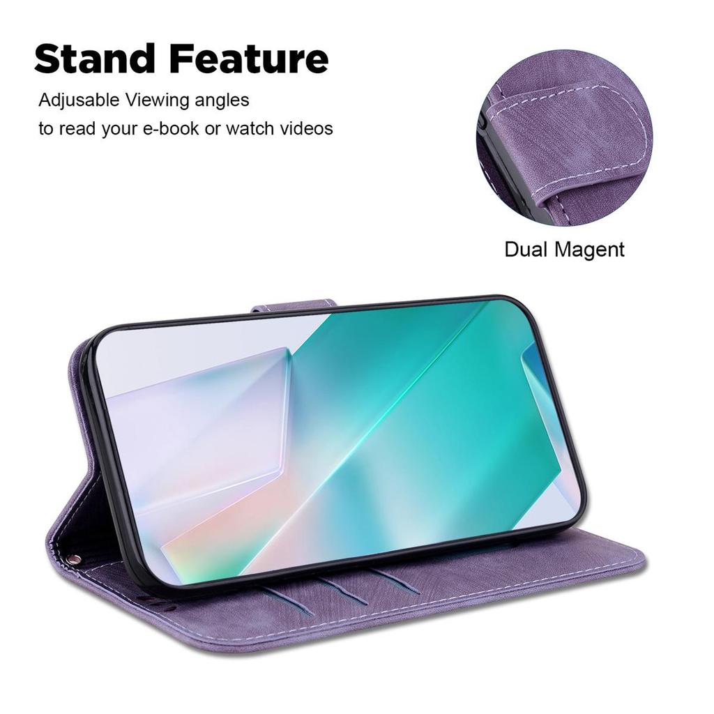 Custodia in pelle PU a portafoglio con motivo tigre simpatico cartone animato viola con per iPhone Samsung Umidigi Infinix TECNO... Adatto per oltre 900 modelli di telefono