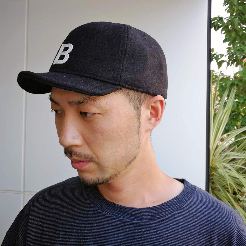 Basic Enchi Wool Alphabet Cap Umpire Cap Hat Short Brim Wool Large Size Free Size Kids Size Big Size Free Size Adjuster Women's Men's (BLACK,