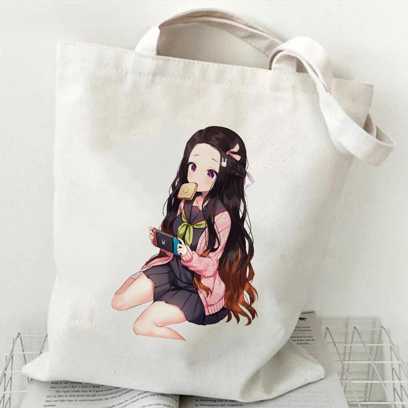 Japan cartoon comics Nezuko Kamado Demon Slayer Printed Canvas Bag Student Shoulder Bag Tote Bag 7550