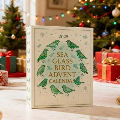 Meeresglas Vogel Adventskalender 2025 24-Tage Countdown Weihnachtsbaum