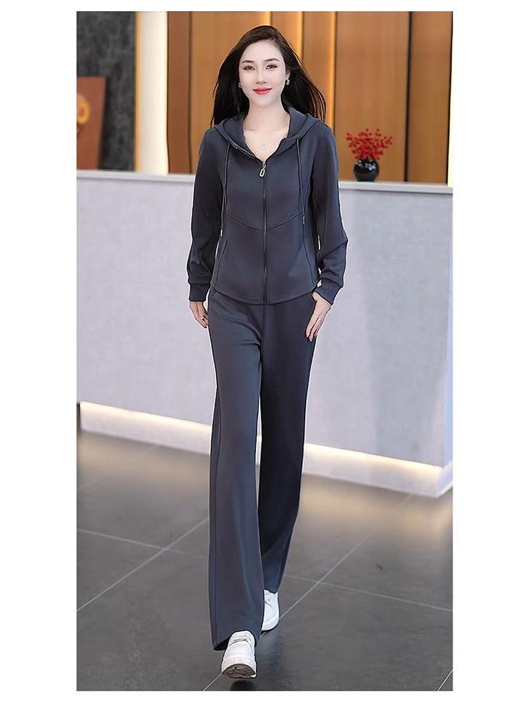 Women's Trendy Hooded Sweatshirt and Jogger Set - Spring/Autumn 2025
