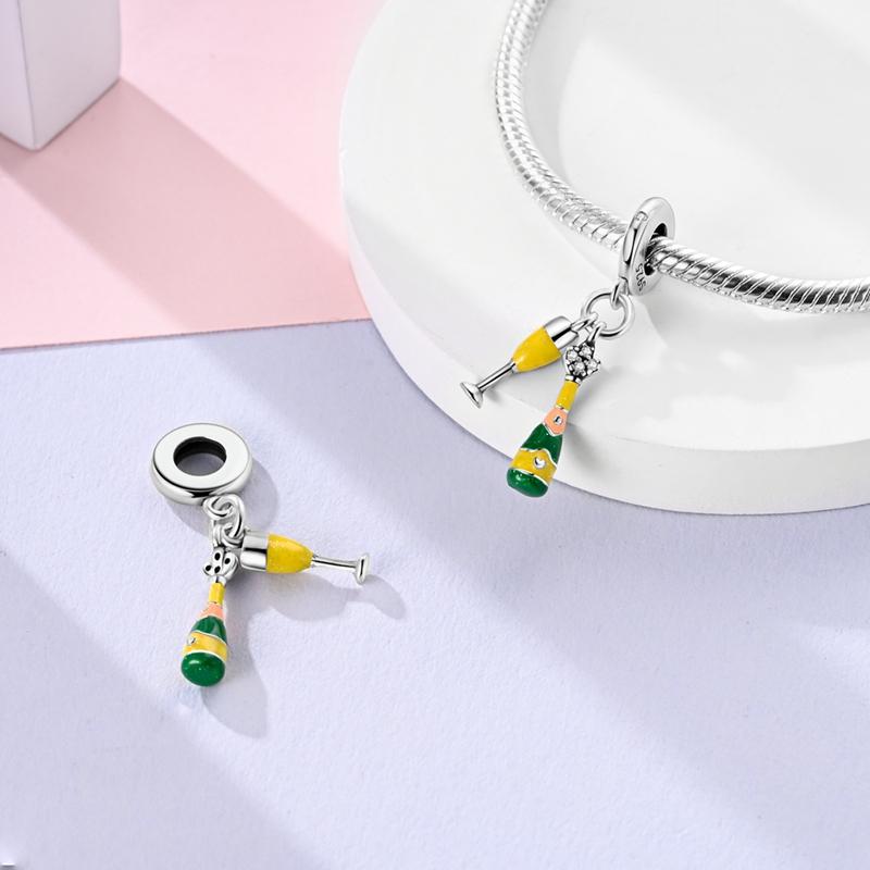 Delicate Copper Take A Coffee Cup Charm Fit Brand Bracelet Champagne Dangle Charm For Original Woman Necklace Jewelry