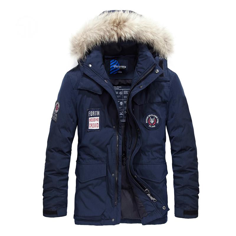 Streetwear Jacket Coat Men Clothes Autumn Winter Jacket Mens Thick Warm Fur Collar Hooded Outwear