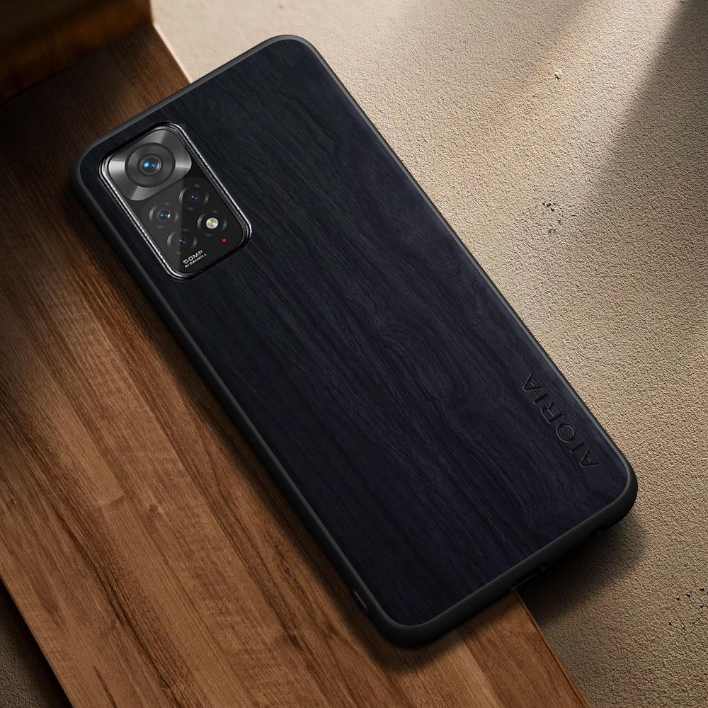 For Xiaomi Redmi Note 11 10 Pro Plus Max 11S 10S Case Capa Funda Simple Stylish Wooden Pattern Pu Leather Phone Cover Coque