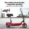 Přenosná skládací elektrická koloběžka 20 km/h Rychlé nabíjení Bezpečná bubnová brzda Pro dospělé Městská dojížděcí e-koloběžka s předním a zadním světlem a sedlem
