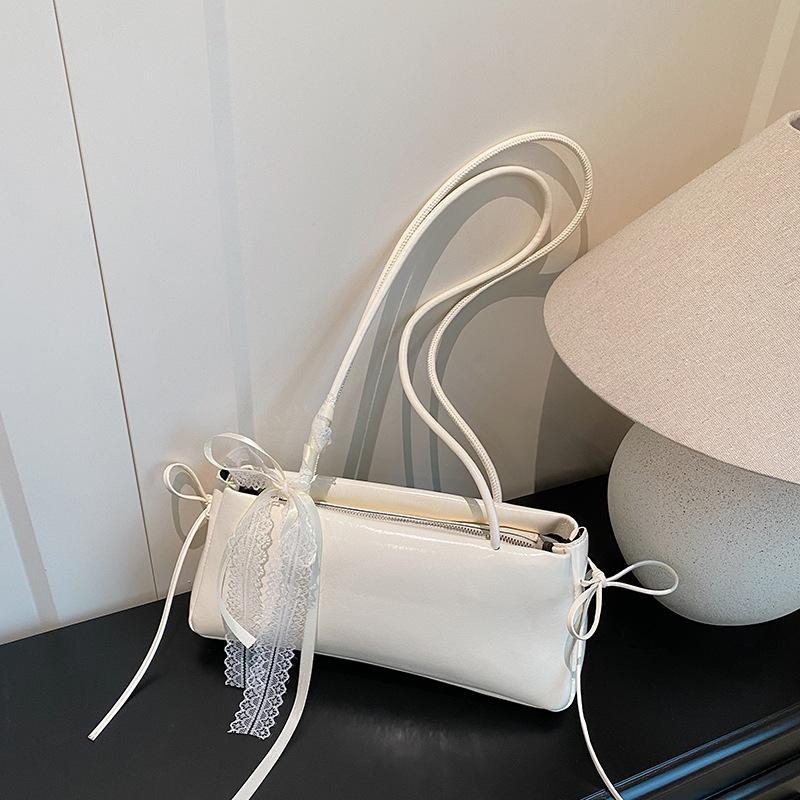 Women's Faux Leather Bowknot Underarm Bag Korean Small Square Shoulder Clutch Fashionable Handbag