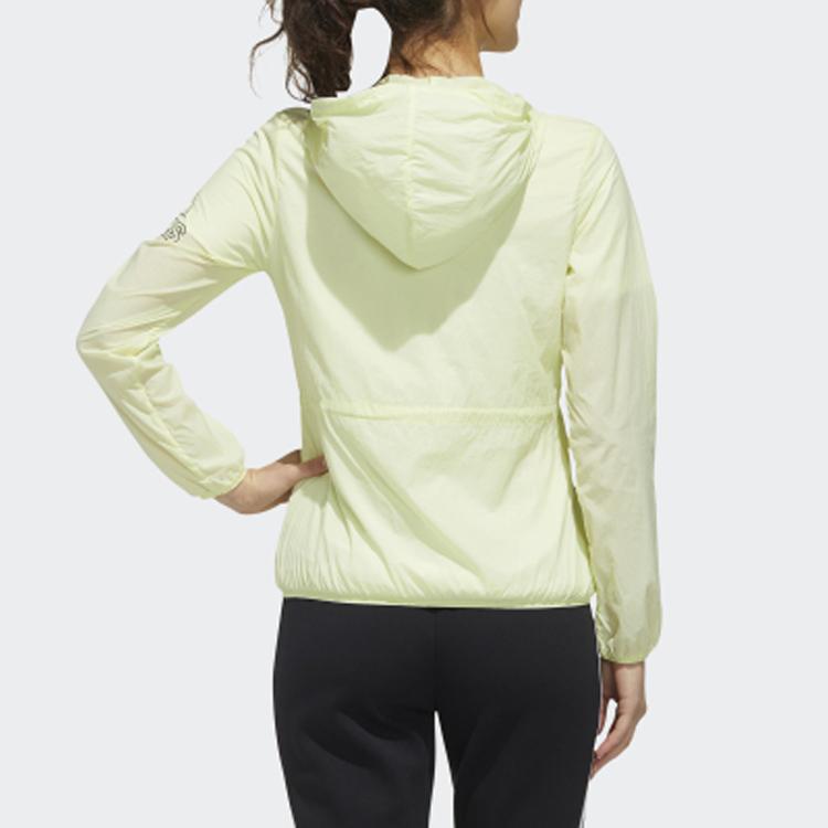 Adidas Windbreaker With Back Signature Women Outerwear Bright-Yellow Fluorescent FT2885