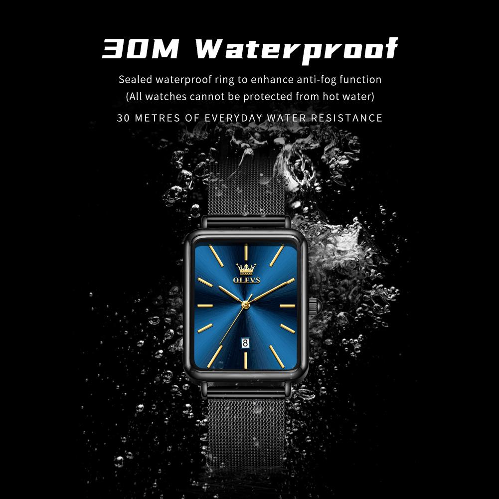 OLEVS Man Quartz Watch Rectangle Dial Calendar Waterproof Watch For Men Thin Case Simple Fashion Men's Wristwatch