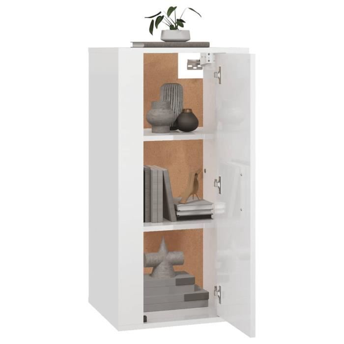 816674 vidaXL Meuble TV mural Blanc brillant 40x34,5x80 cm