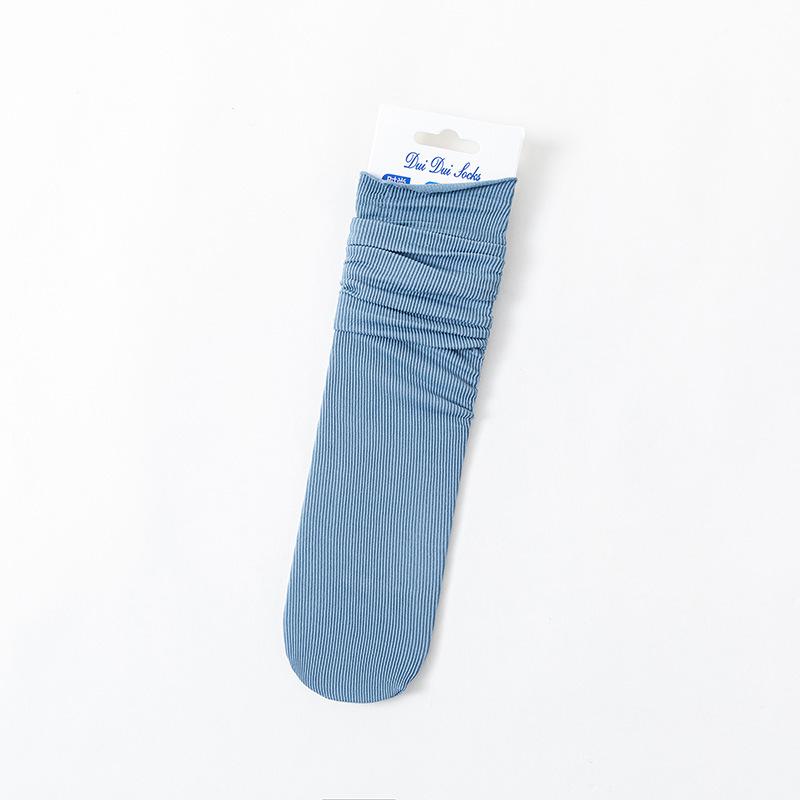 Women s long socks, ice silk socks, thin spring and summer socks, summer mid-length ice silk velvet white socks светло-синий
