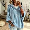 Moda feminina casual cor sólida estampa manga comprida com capuz e moletons