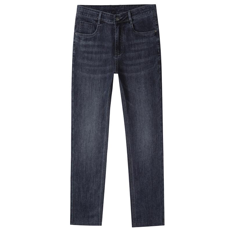 

Летние тонкие джинсы высокого класса, мужские свободные повседневные супермягкие эластичные прямые брюки из двухцветной пряжи 40 темно-синий