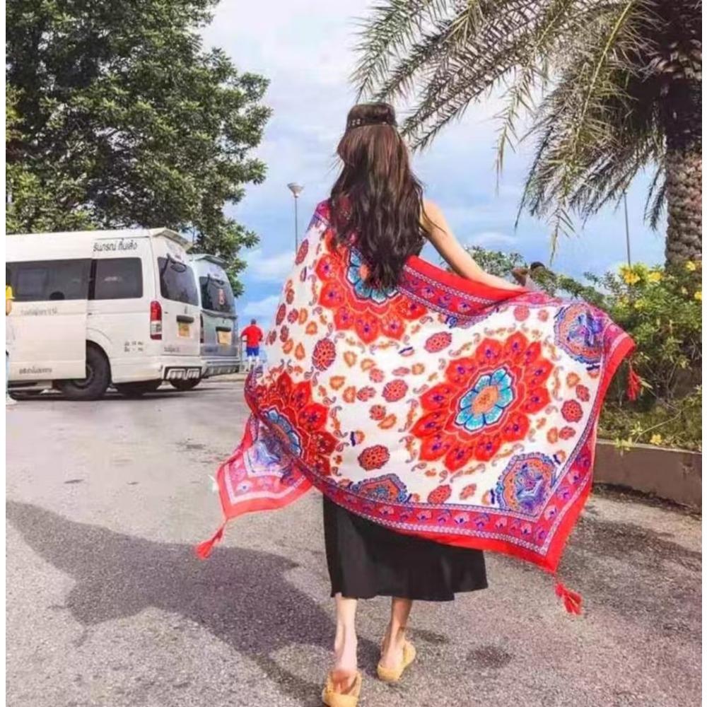 Chaka Salt Lake Great Northwest Tourism Ethnic Style Scarf Silk Scarf Women'S Summer Seaside Beach Shawl Sunscreen Thin