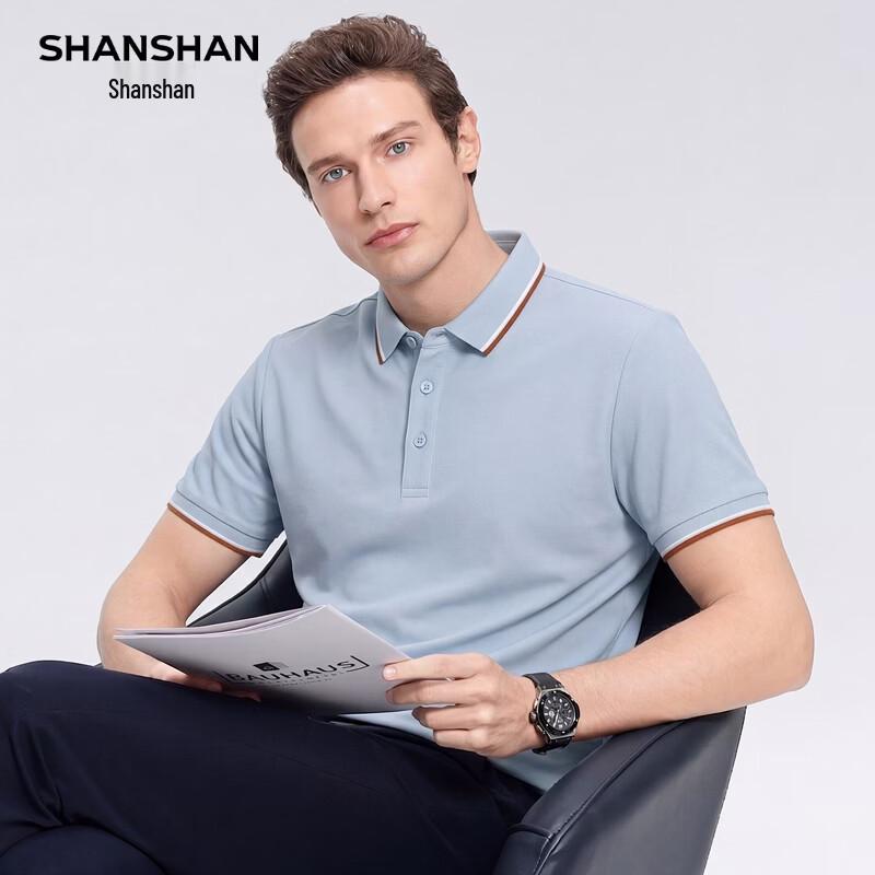 SHANSHAN Men's Cotton Silk Blend Cooling Short Sleeve Polo Shirt