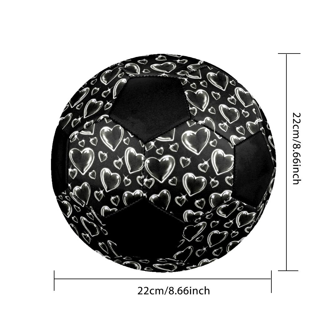 1pc Black White Hearts Durable Soccer Ball/Football, Size 5, Perfect for Training, Entertainment And Competition,Gift yy26060642