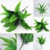 Persian Grass Fake Artificial Large Leaves Plant 7 Branches Green Decor Home