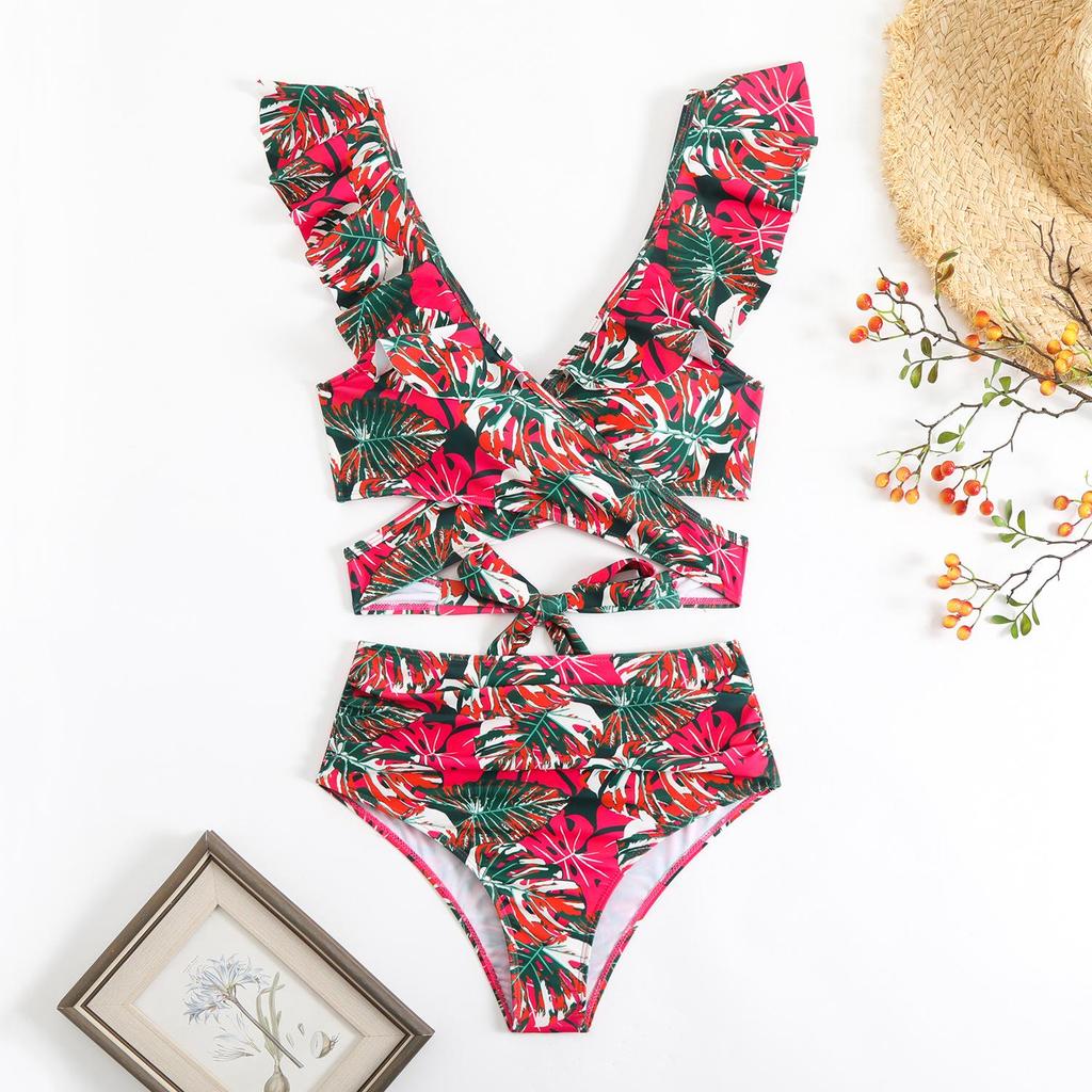 2025 European & American Women's Sexy Ruffle Backless Bikini Swimsuit