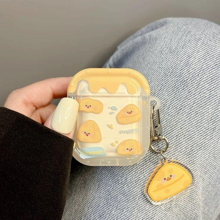 Cartoon Yellow Cream Cheese Bread Earphone Case for AirPods Pro 3 2 Headset Protective Cover For Air Pods 4 3 2 1 With Cartoon Cheese Star Pendant