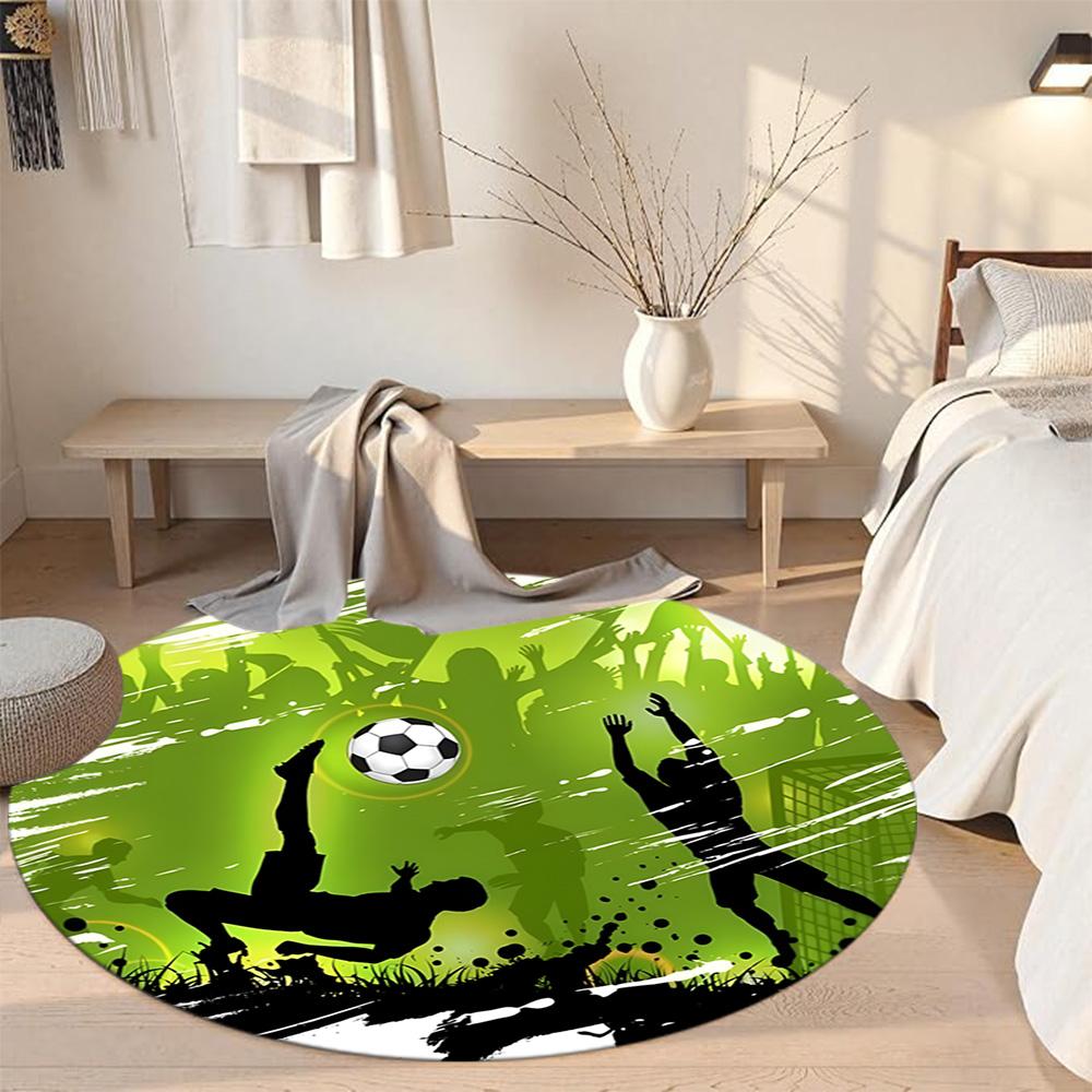 Runder Fußballteppich Geeignet für Schlafsaal Flur Wohnzimmer Außenbereich Rutschfester Runder Teppich Büros Dekorieren Perfektes Geschenk für Frauen Männer