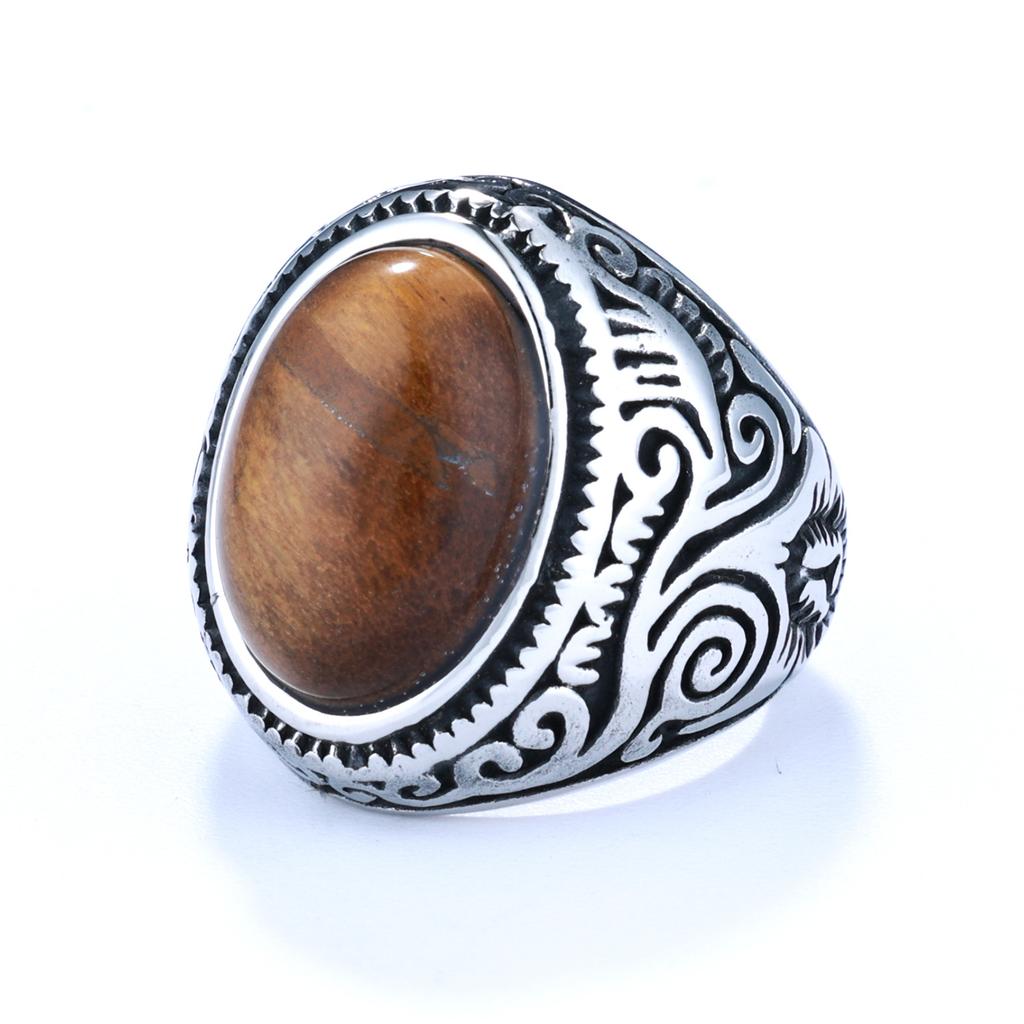 Unisex Square Turquoise Carved Minimalist Ring