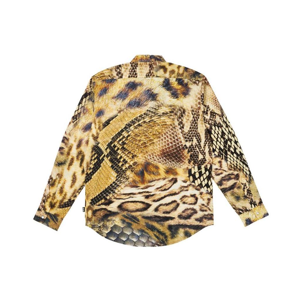 Palace FW23 Animal Print Button-Down Long Sleeve Shirt Unisex Tops Yellow P25SHT008