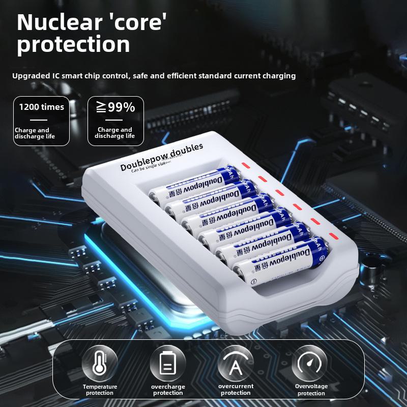 No. 5 Rechargeable Battery Charger Set with 6 AA 3300mAh Batteries for Camera Microphones
