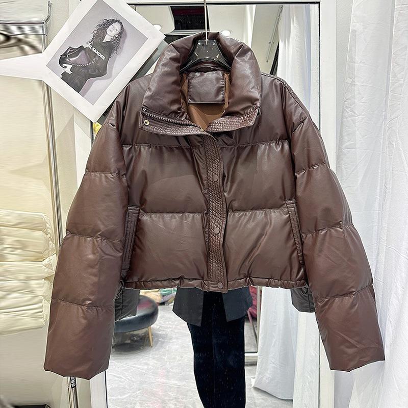 

Leather down cotton-padded clothes women s short cotton-padded clothes bread clothes small cotton-padded jackets jacket cold-proof new models XL темно-коричневого