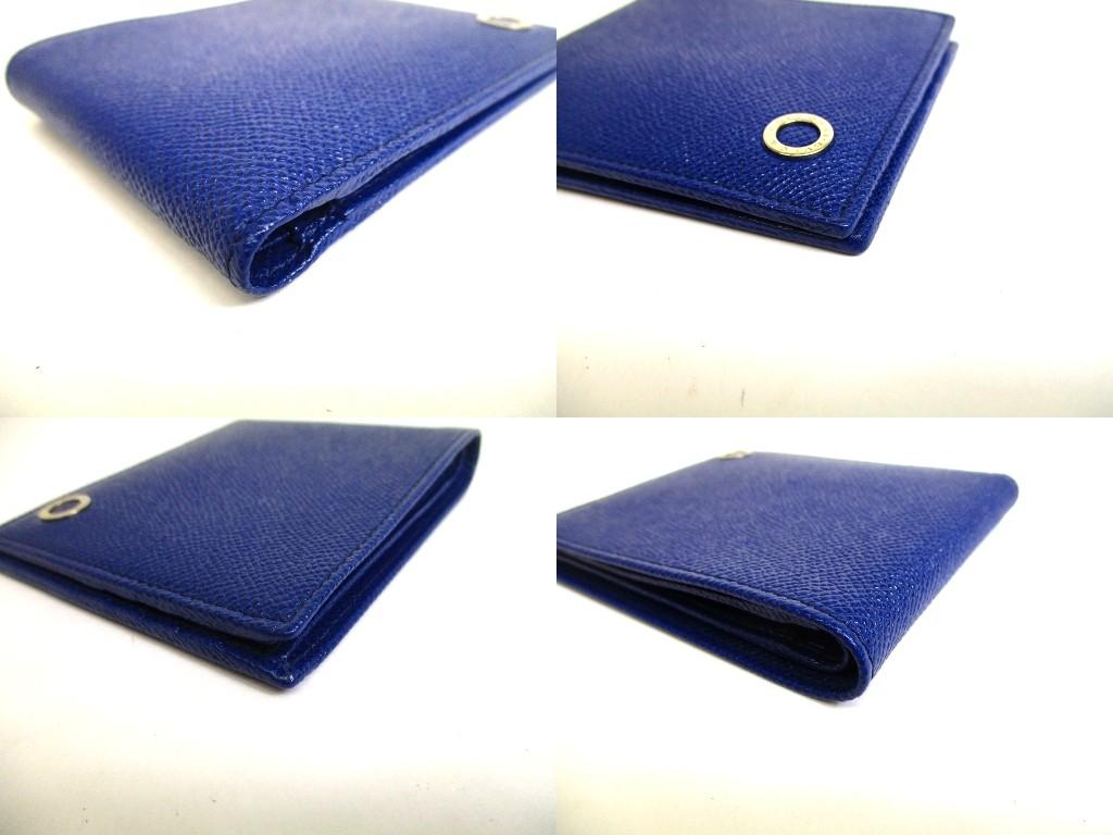 Authentic BVLGARI Blue Leather Bifold Bil Wallet Compact Wallet #b129  Open Box