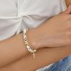 Women Bracelet Blue White Ceramic Beads Decor Elastic Rope Bracelet with Stainless Steel Charm Wristwear Jewelry Accessory