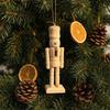 6Pcs Nutcracker Ornaments Set, Wooden DIY Christmas Decorations, Paintable Wood Hanging Pendants for Xmas Tree Crafts
