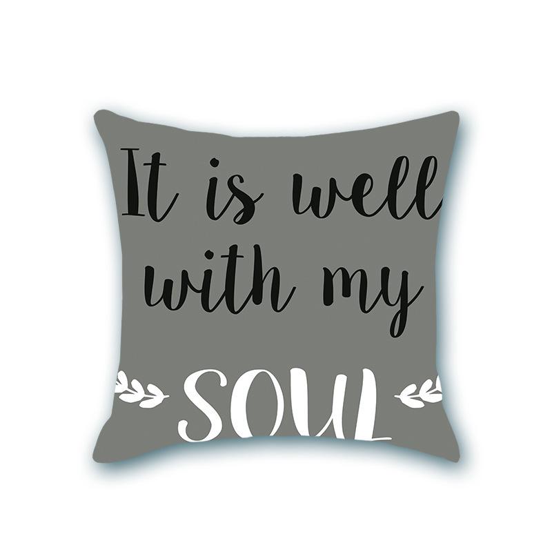 INS Style Faux Soft Throw Pillow Cover - Letter Print Home Decor for Sofa & Living Room
