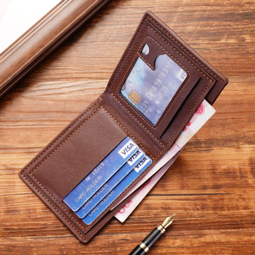 New PU Leather Mens Short Wallet Folding Horizontal Coin Purse Card Holder Men