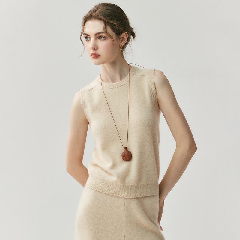 

Женский кашемировый вязаный жилет Осень/Зима 2025: Мягкая, приятная к коже, теплая майка для универсальной многослойности Medium