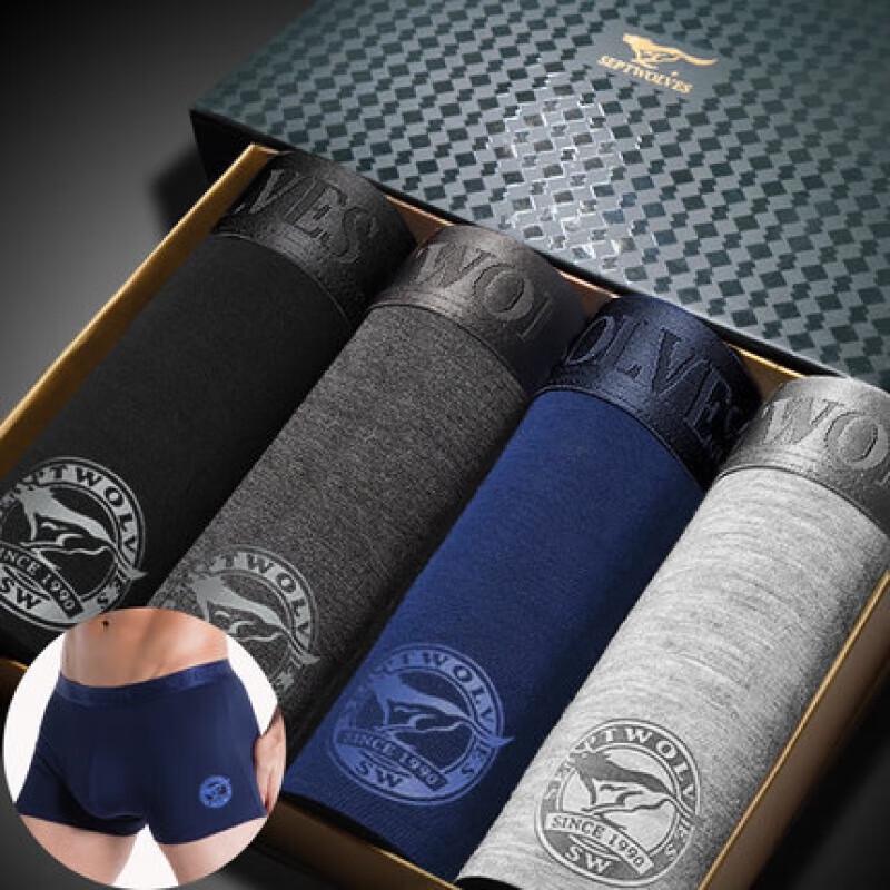 

Septwolves Men s Lenzing Viscose Antibacterial Flat Boxers - 4 Pack L (170)