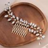 Wedding Hair Accessories Gold Rhinestone Hair Comb Wedding Banquet Updo Hair Ornaments Crystal Leaf Bridal Comb