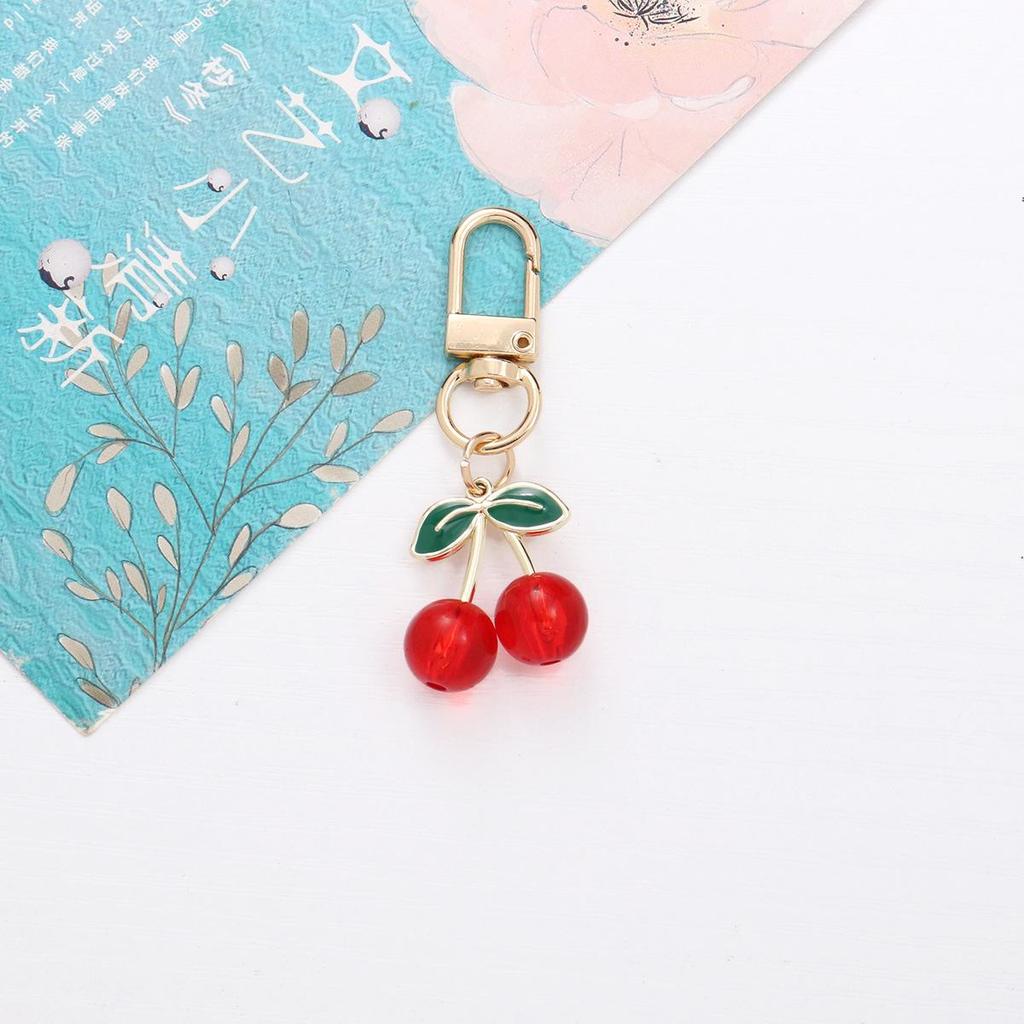 Charming Cherry Pendant Keychain: Cute 3D Fruit Bag & Phone Accessory