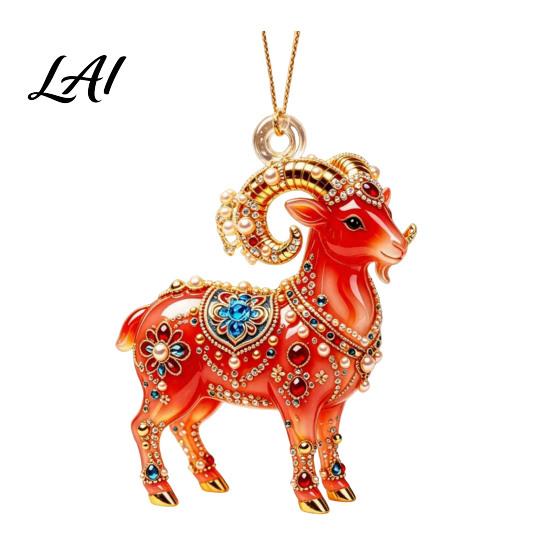 Cute Sheep Acrylic Pendant 2D Hanging Ornament Decorative Pendant Animal Ornament New Year Decoration for Christmas Tree Mantel Car Interior Home