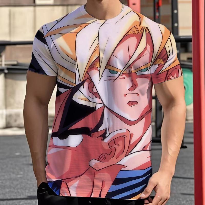 2026 Summer Dragon Ball Retro Fitness T-shirt Men's Oversized 3D Printed Short-sleeved Family Unisex Children's Sports Shirt