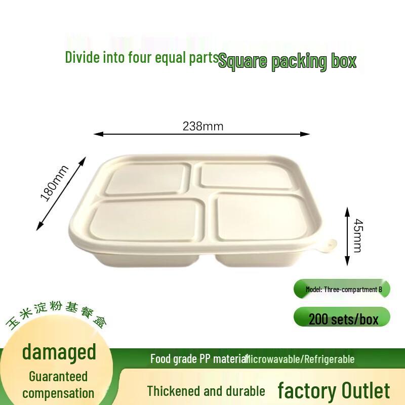 ZL Biodegradable 4-Compartment Corn Starch Meal Box