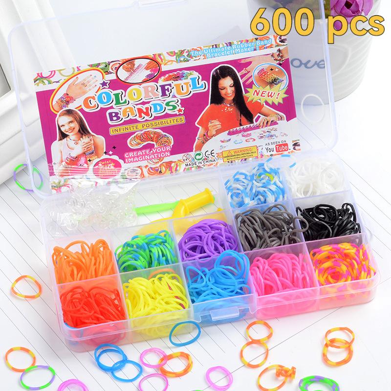 Colorful Rubber Bands DIY Craft Bracelet Making Kit For Kids Creative Loom Bands Set Rainbow Woven Birthday Gift Craft Toys