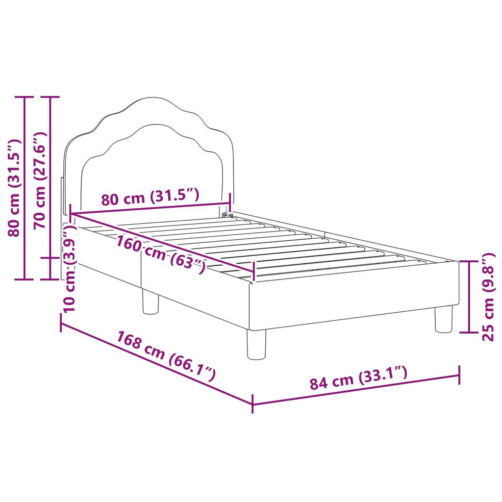 Children s Bed Frame with Headboard Pink 80 x 160 cm Velvet
