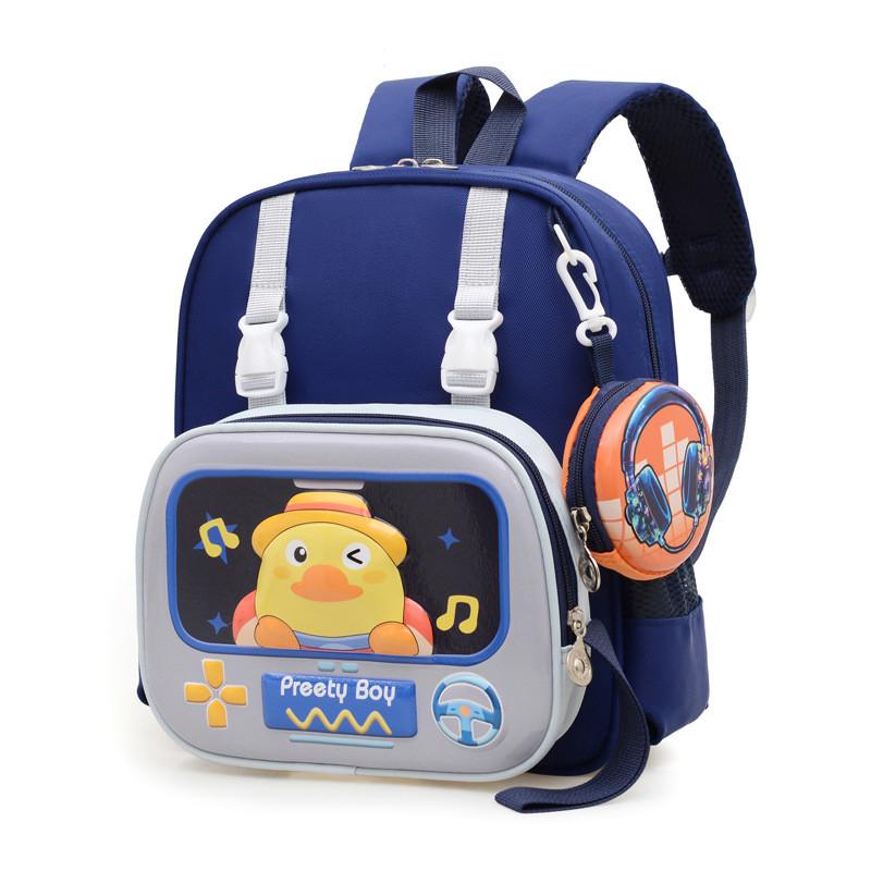 Capacity Big Kids Backpack With Cartoon Rabbit Giraffe Print Design For Daily