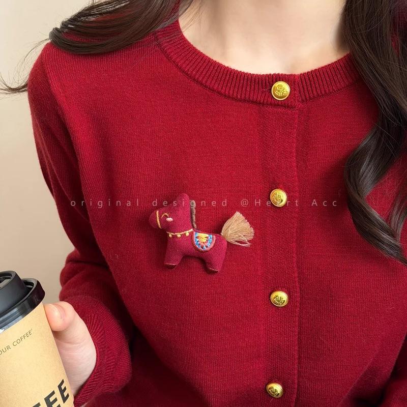 New Pony-shaped Brooch Cute Cartoon Horse Clamp Adorable Accessory for Clothes Horse-year New Year Ornament Gifts DIY Handmade